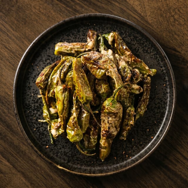 Charred Shishito Peppers.