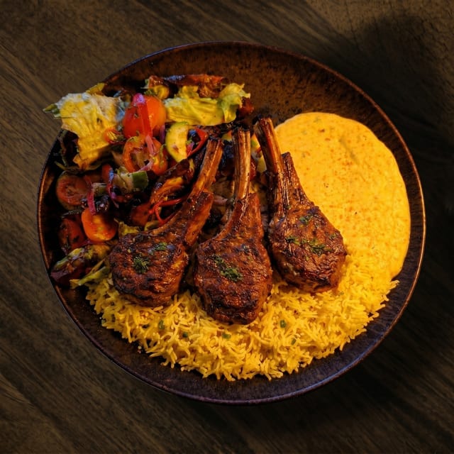 Charred Lamb Chops Kabob.